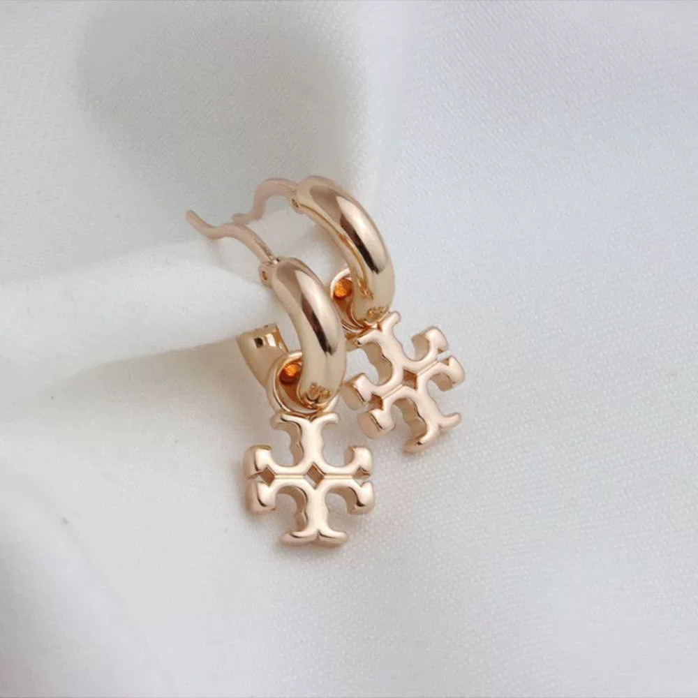 Tory Burch Removable Metal Double Letter Drop Earrings Trendy Style